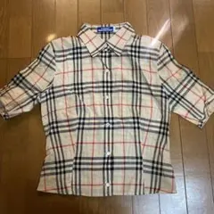 バーバリーブルーレーベル ノバチェック 半袖シャツ　麻混40