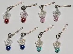リカちゃん ドール 花形 ピアス 4点セット レッド ピンク ブルー 水色