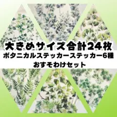 ボタニカルステッカーまとめ売りセット　コラージュ素材　シール　グリーン　手帳デコ