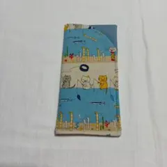 カトラリーケース【裏撥水】リボンストライプ 水色☆ハンドメイド