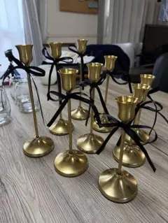 ゴールドキャンドルホルダー大中小3個×3セット　ろうそく20本入り