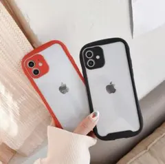 ☆カメラカバー付き☆ iPhone12miniクリアケース 透明 アカ