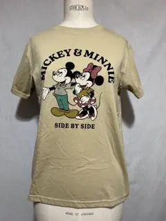 ディズニー　ミッキー＆ミニー　Tシャツ　ベージュ　半袖　【Ｍサイズ】