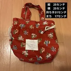 花柄トートバッグ 赤　ハンドメイド