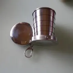 ステンレス製 折りたたみカップ キーチェーン付き