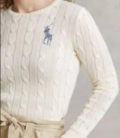 ラルフローレン　ビーデッドポニー ビッグポニーケーブルニット長袖　XSサイズ