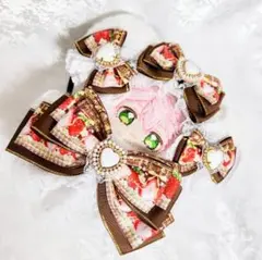 あんスタいつぬいサイズぬい服⭐アイボリー⭐ブラウン系苺リボンくまさん