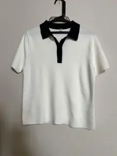UNIQLO ポロシャツ ホワイト×ネービー XL