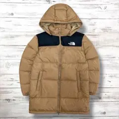 THE NORTHFACE ダウンジャケット 刺繍ロゴ 茶×黒 130 1254