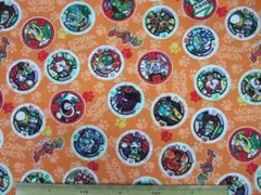 妖怪ウォッチ,生地幅110cm×長さ100cm、オレンジ