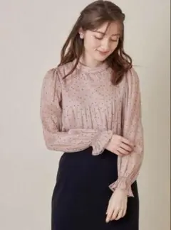 tocco closet 後ろりぼん付きドット柄マジョリカプリーツブラウス