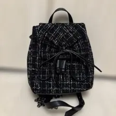 ZARA2024黒 ツイード リュック型ショルダーバッグ
