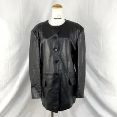 レイビームス 羊革 ラムレザー ノーカラー ハーフコート ジャケット Aライン