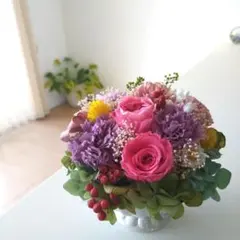 母の日ギフト　ラッピング込み　プリザーブドフラワー　フラワーアレンジメント