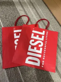 DIESEL 赤いショップ袋 2枚セット