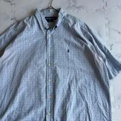 ✨大人気✨ラルフローレン　半袖チェックシャツ　薄紫系　XL q264のサムネイル