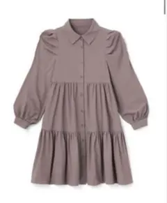 パワショルティアードシャツワンピース ラベンダー