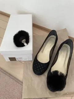 ジェリービーンズ　ブラックドットスタッズファー付　2WAY パンプス　２３センチ