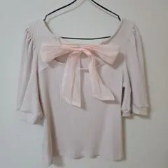 INGNI リボン付きバックオープンリブトップス