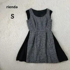 rienda リエンダ レース切替ツイードミニワンピース グレー S