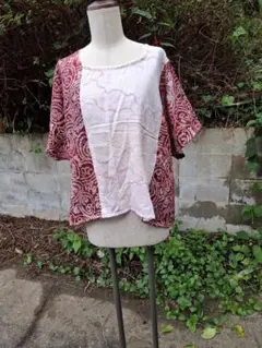 絞りの羽織からの、フレンチ袖ブラウス