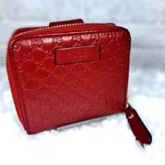 GUCCI GGパターン 二つ折り財布 レッド
