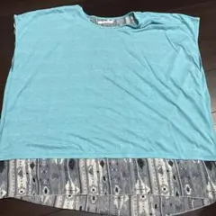 ボーイズルーム水色 プリント裾 Tシャツ FサイズNo.69