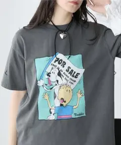 ヴィンテージライクピグメントキャラクターグラフィックプリントTシャツ