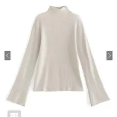 【GRL】ハイネックフレアスリーブリブニットトップス