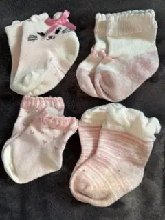 ベビー靴下 4足セット ピンク うさぎデザイン