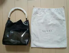 GUCCIバンブーエナメルハンドバッグ