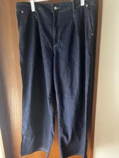 GU ライトデニムワイドパンツ（丈標準69）3XL ネイビー