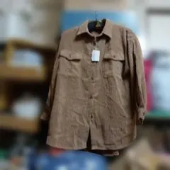 ブラウン コットン長袖シャツ Mサイズ