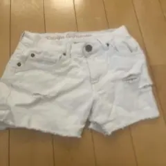 ホワイト ダメージ加工 ショートパンツ