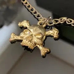 《美品》⭐︎スカル クロスボーン ペンダント ドクロmotif goldtone⭐︎のサムネイル
