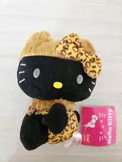 ハローキティ HELLO KITTYヒョウ柄ブラックぬいぐるみ　日本限定レトロ
