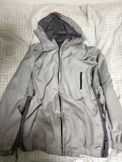 90s.oldNike フード付きナイロンジャケット グレー ドローコード付き！