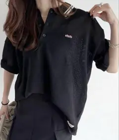 《JaVa》超軽量襟ラインオーバーサイズニットポロ