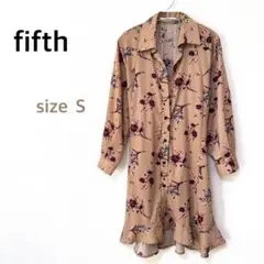 fifth 花柄 長袖シャツワンピース Sサイズ
