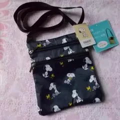 スヌーピーPEANUS サコッシュショルダーバッグブラックネイビー