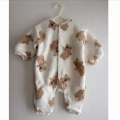 フタフタ futafutaくまさん柄フリースロンパース 80 ボア バースデー