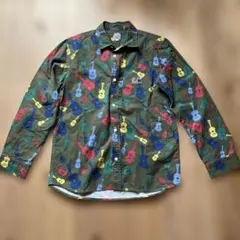 go slow caravanデザインキュートなコットンネルギターシャツ