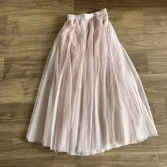 淡いピンク チュール フレアスカート 約85cm丈