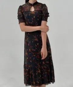 VIVIENNE TAM 総柄ワンピース チャイナボタン風デザイン パワーネットのサムネイル