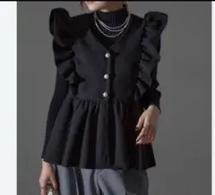 &.NOSJALGIA❤︎大きめパールボタンフリルペプラムベスト⭐︎超美品！