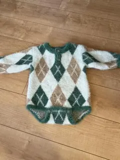 teteatete/チェックニットロンパース　80cm