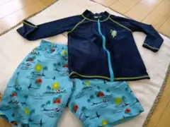 キッズ用水着セット ネイビーと水色　サイズ120