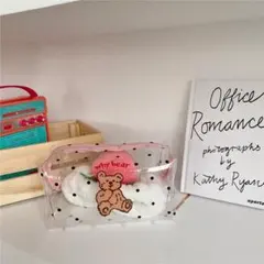 【N07】♡SALE♡海外雑貨　くまちゃん♡　水玉クリアポーチ　ビニールバック