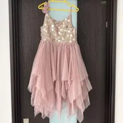 ピンク フラワー装飾 チュールドレス 120cm