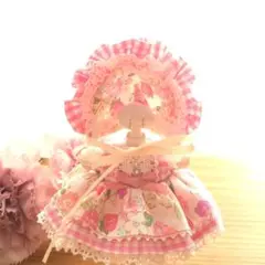苺×チェックのボンネット付ワンピース♡女の子サイズ♡メルカリ便♪